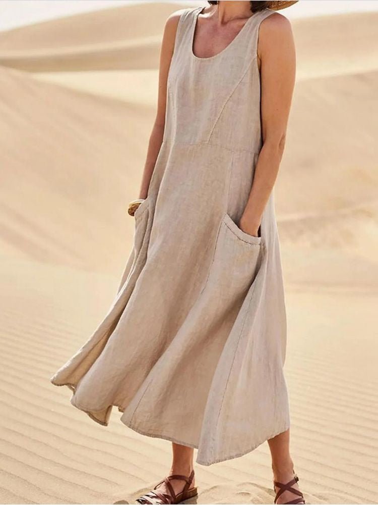 Damen Ärmellos Sommerkleid | Maxi