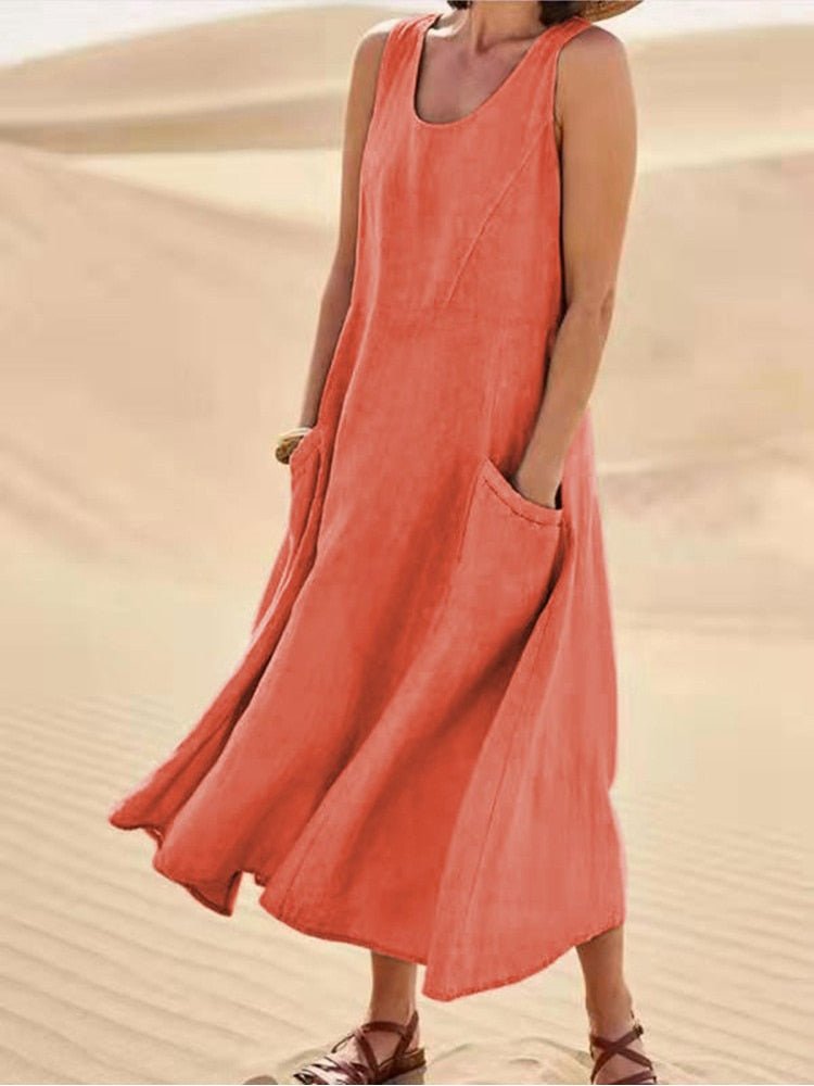 Damen Ärmellos Sommerkleid | Maxi