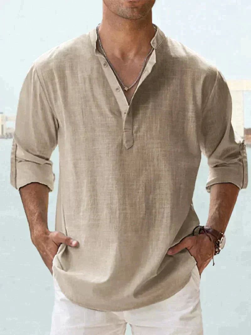 Herren Lässiges Henley Hemd | Langärmlig