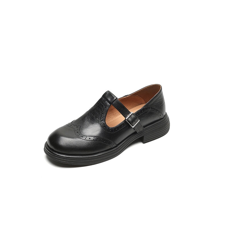 Damen Mary Jane Schuhe mit T-Riemen | Wingtip