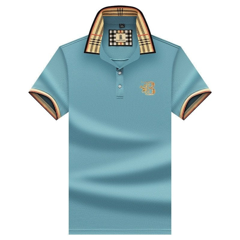 Herren Kurzärmelig Business Lässig Polo-Shirt | mit Karomuster