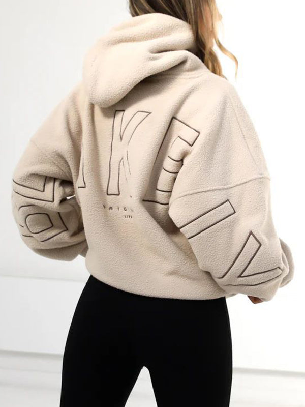 Einfarbiger 90s Buchstaben Print Oversized Hoodie