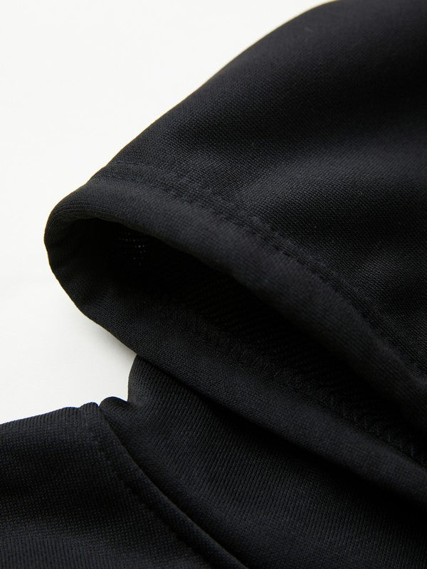 Schwarze Vintage Totenkopf Print Zip Up Oversized Hoodie