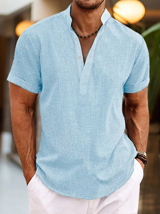 Herren Sommer Lässig Henley Hemd | Kurzarm