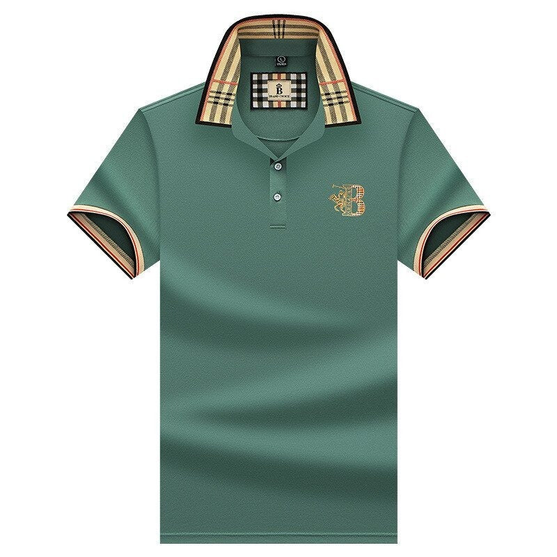 Herren Kurzärmelig Business Lässig Polo-Shirt | mit Karomuster