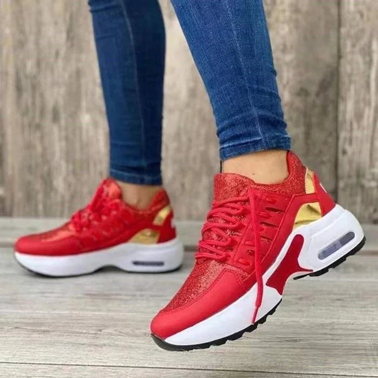 Damen Plateau Lauf Sneaker | Schnürverschluss