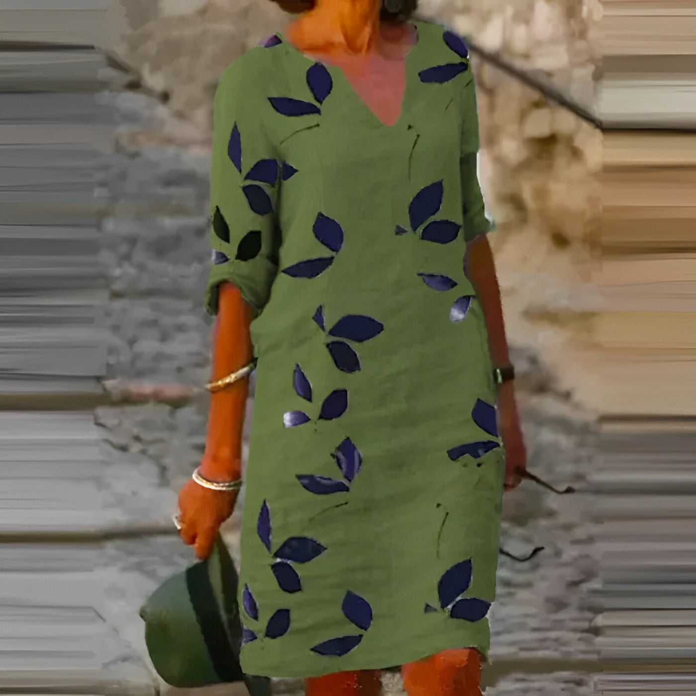 Damen Lässig Blätterprint Sommerkleid | Mini