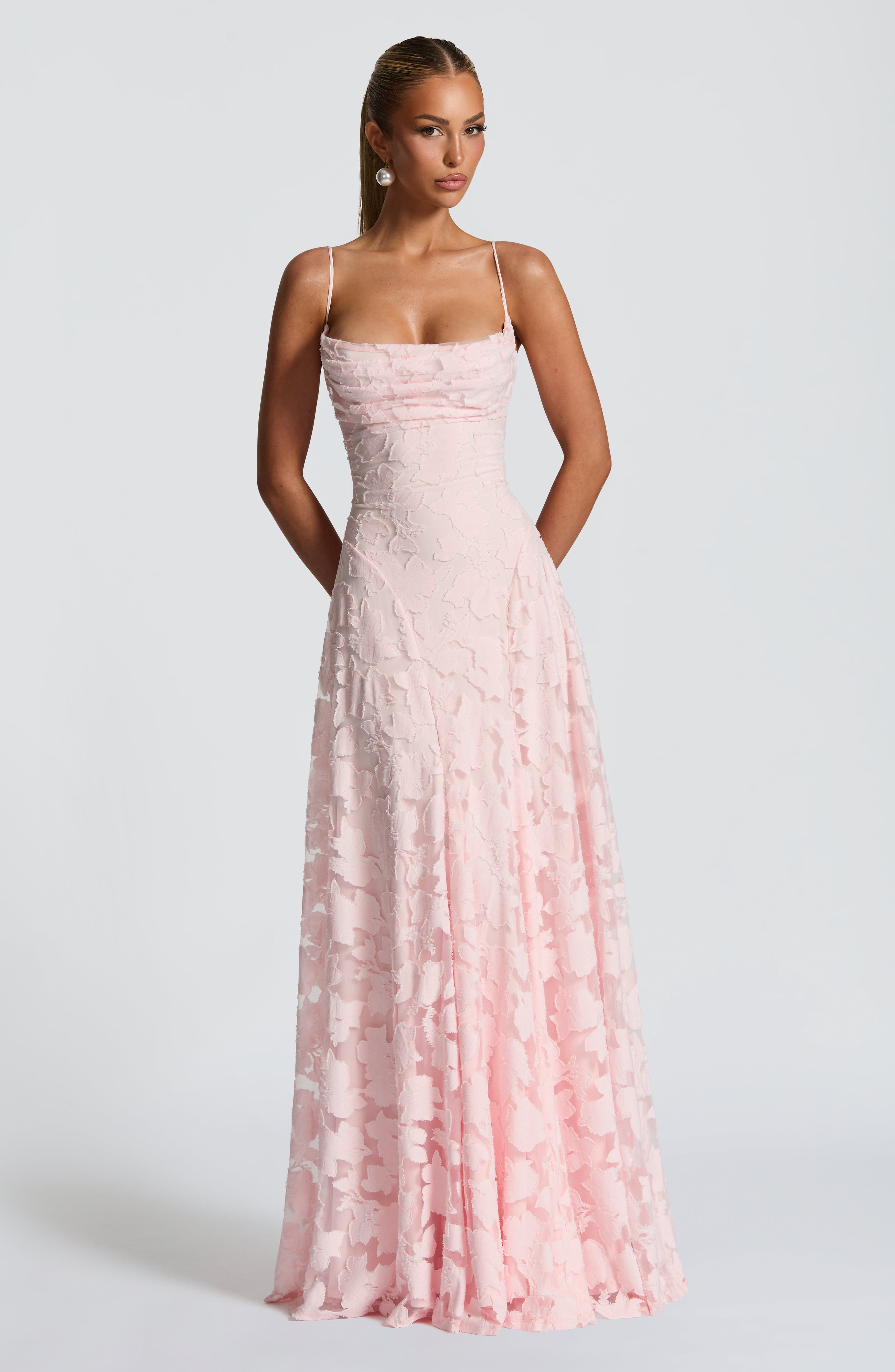 Damen Spaghettiträger Hochzeitsgast Kleid | Maxi
