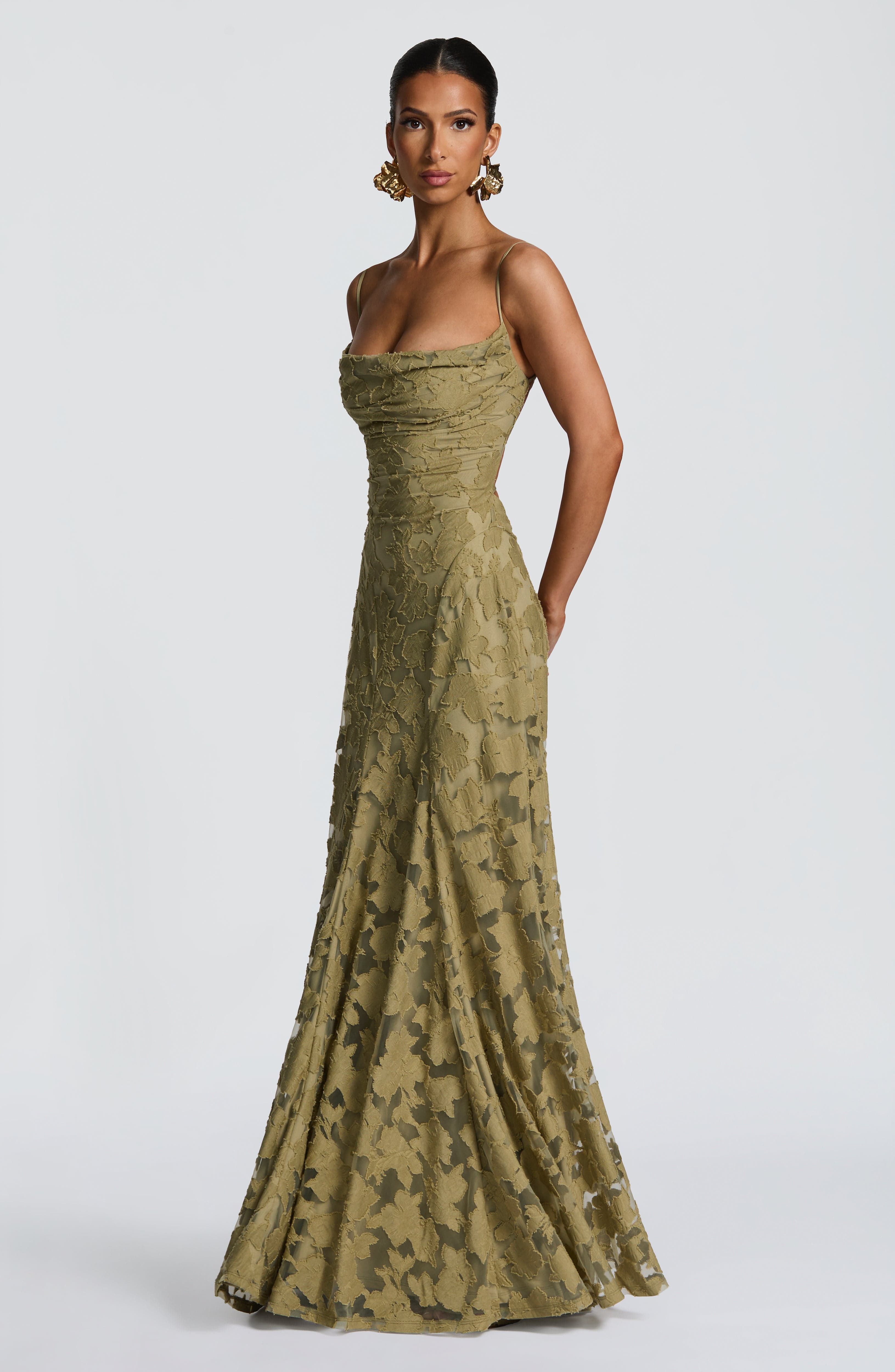 Damen Spaghettiträger Hochzeitsgast Kleid | Maxi