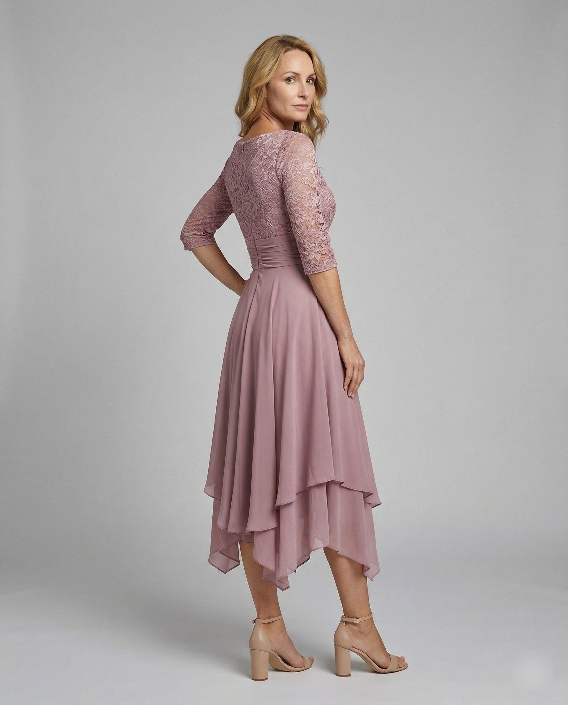 Damen Midi Abendkleid | 3/4-Ärmel