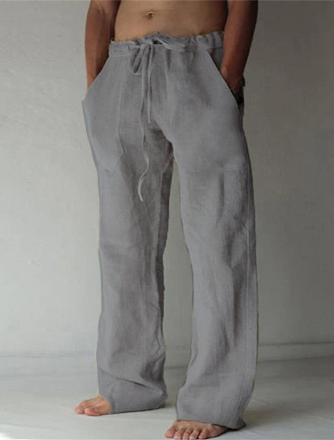 Herren Sommer Lang Leinenhose | mit Kordelzug