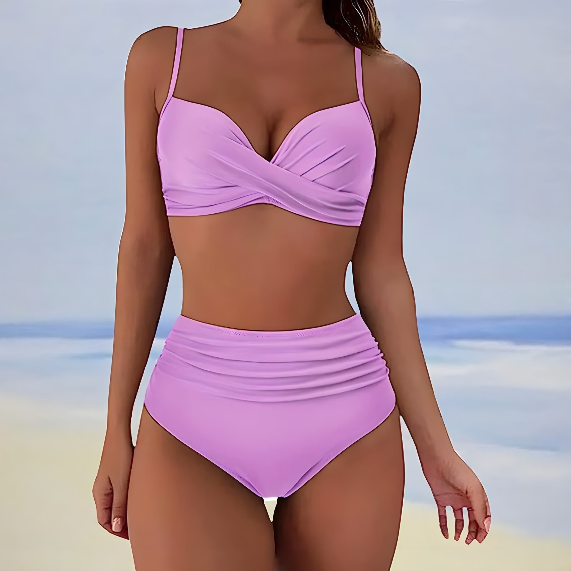 Damen Hoch Tailliert Bikini-Set | Push-Up