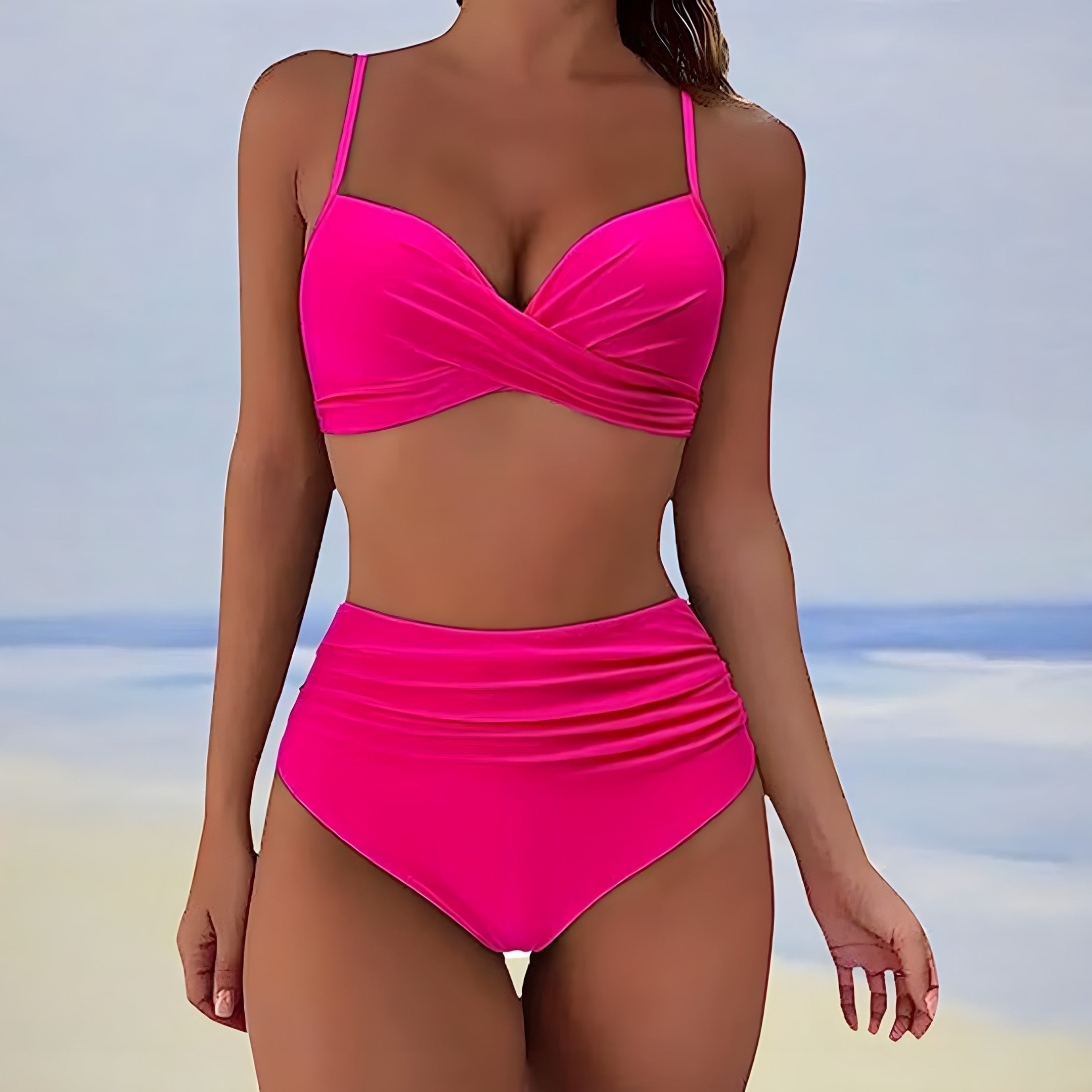 Damen Hoch Tailliert Bikini-Set | Push-Up
