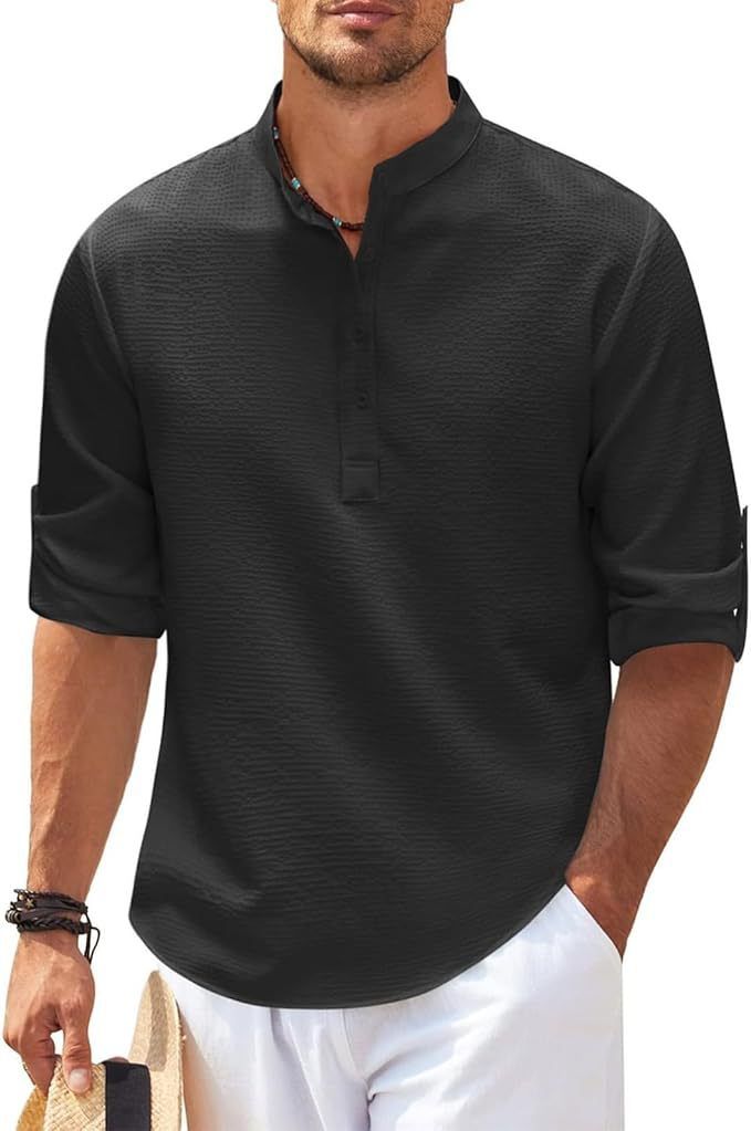 Herren Lange Ärmel Henley Hemd | Lässig