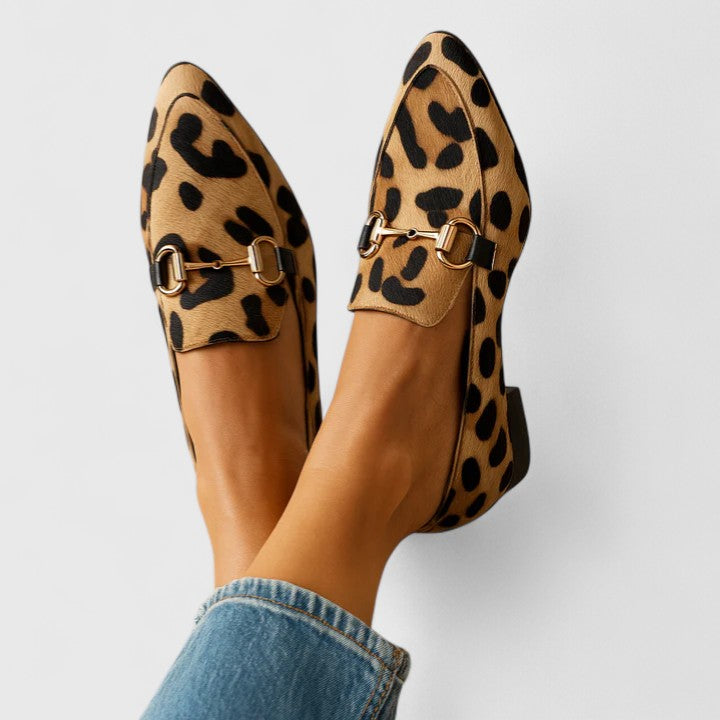 Damen-Loafer mit Leopardenmuster | Spitz Zulaufend
