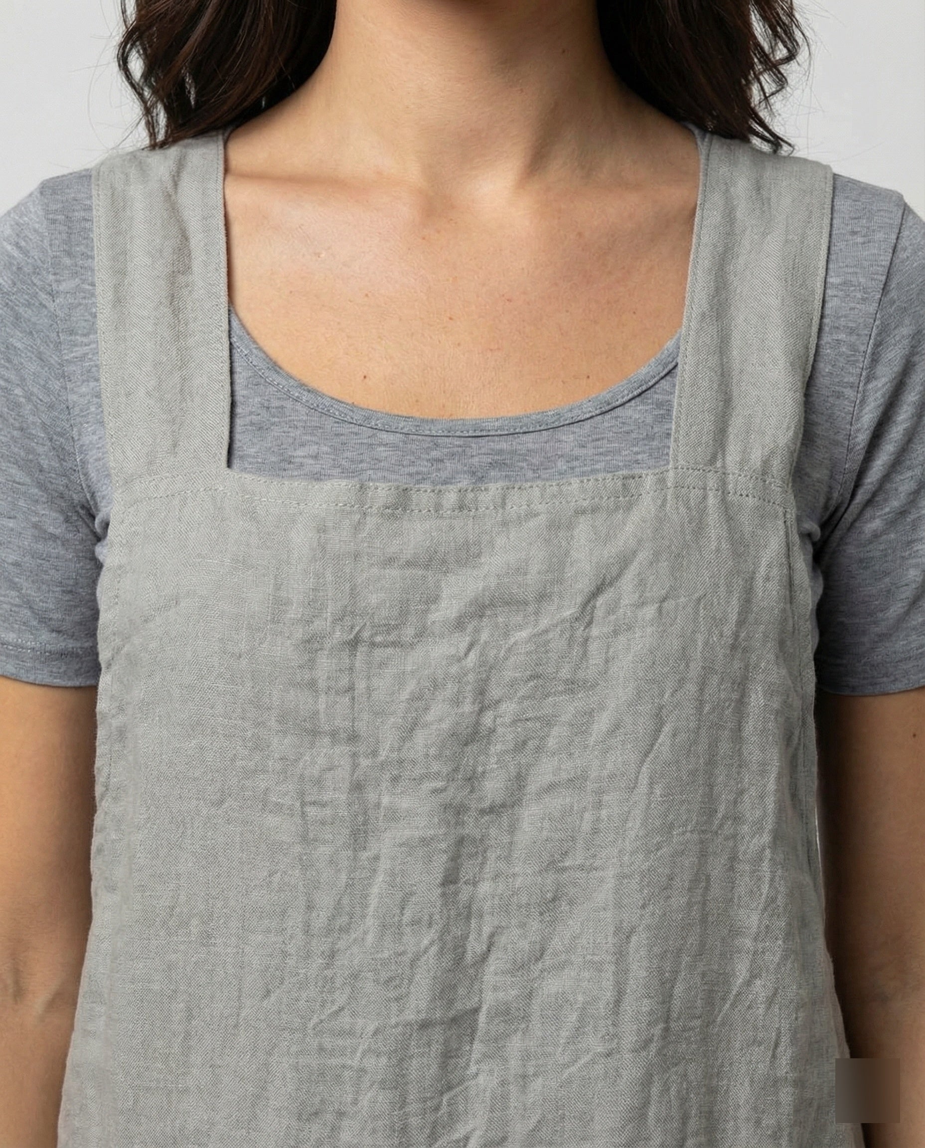 Damen Ärmelloses Quadratischem Ausschnitt Schürzenkleid | mit Taschen