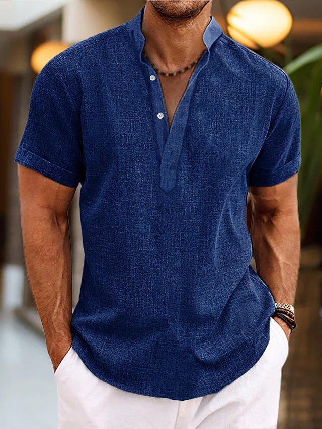 Herren Sommer Lässig Henley Hemd | Kurzarm
