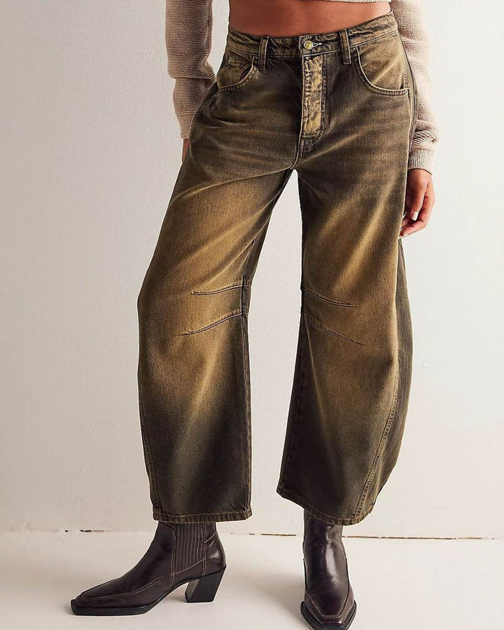 Damen Lässige Baggy Hose | Weites Bein