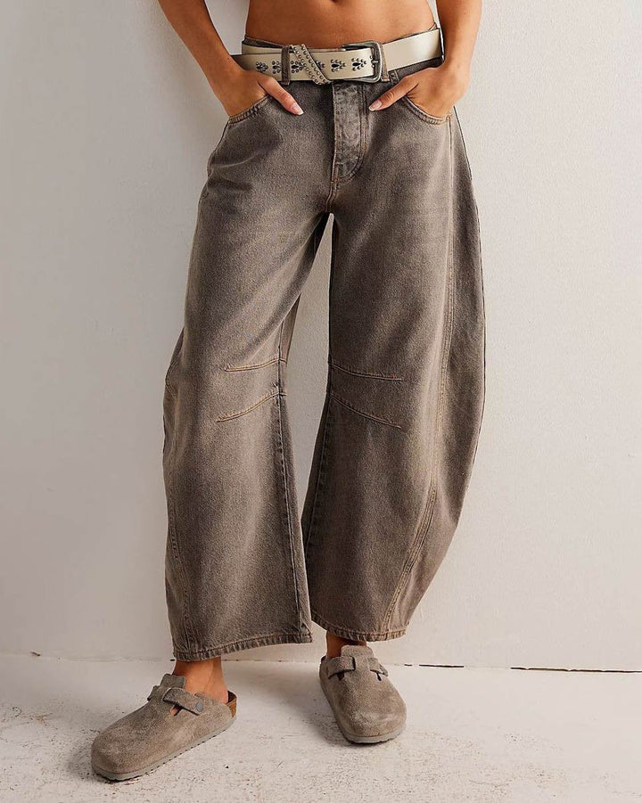 Damen Lässige Baggy Hose | Weites Bein