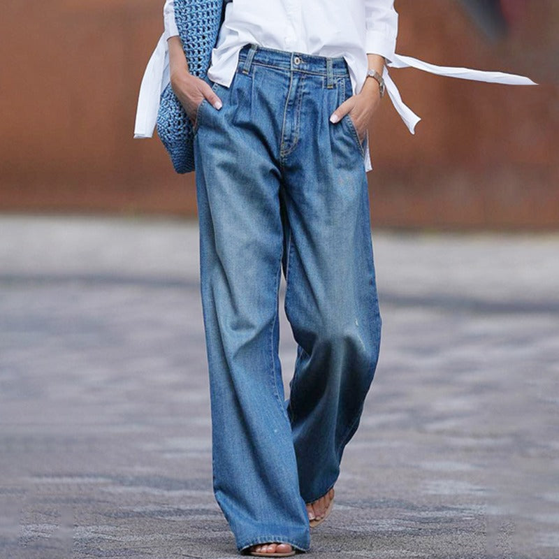Damen Baggy Weite Beine Jeans | Lässig