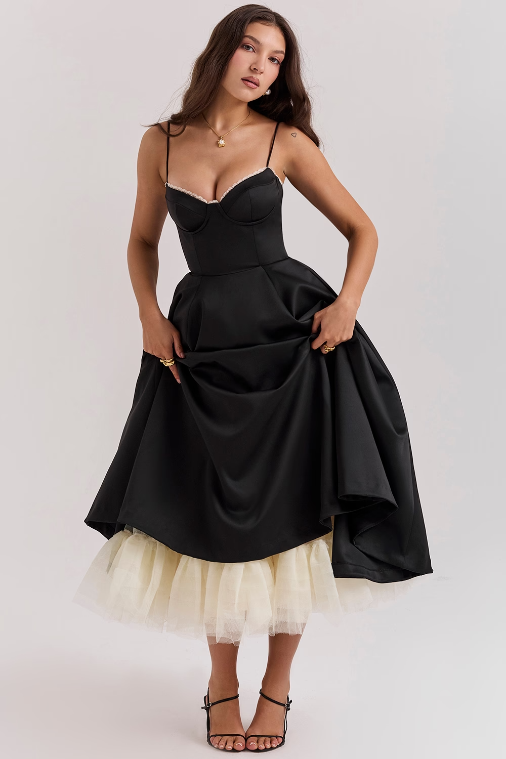 Damen Herzförmigem Ausschnitt Abendkleid | Midi