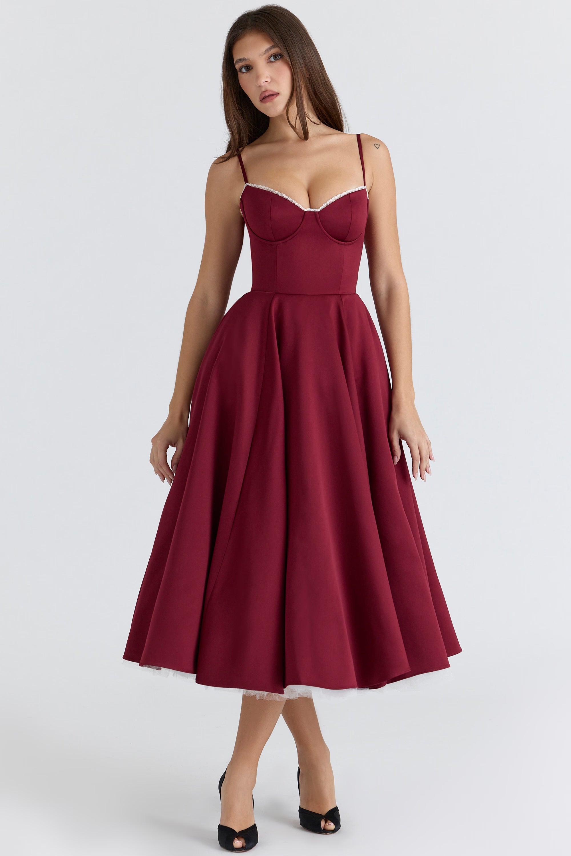 Damen Herzförmigem Ausschnitt Abendkleid | Midi
