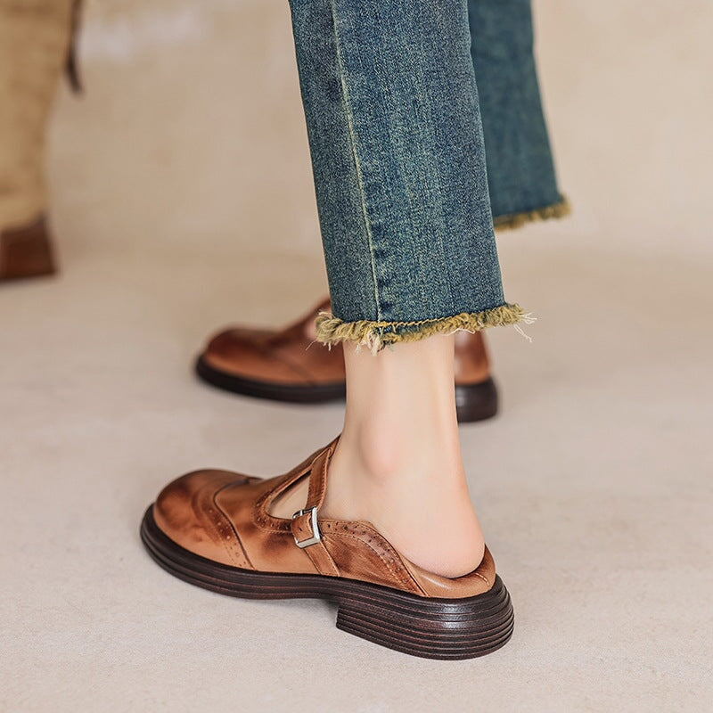 Damen Mary Jane Schuhe mit T-Riemen | Wingtip