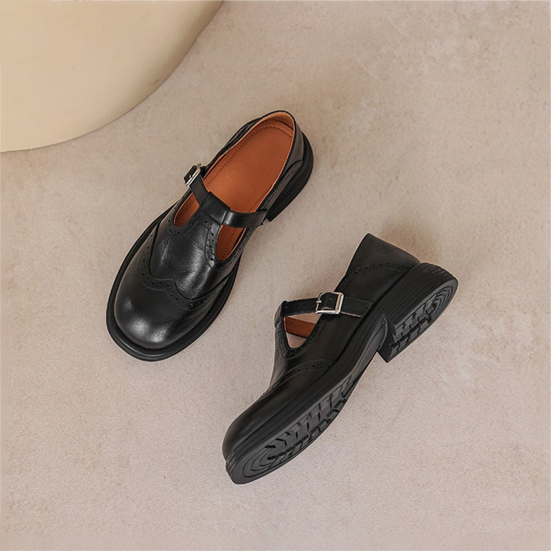 Damen Mary Jane Schuhe mit T-Riemen | Wingtip