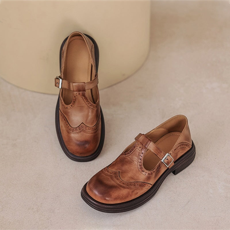 Damen Mary Jane Schuhe mit T-Riemen | Wingtip