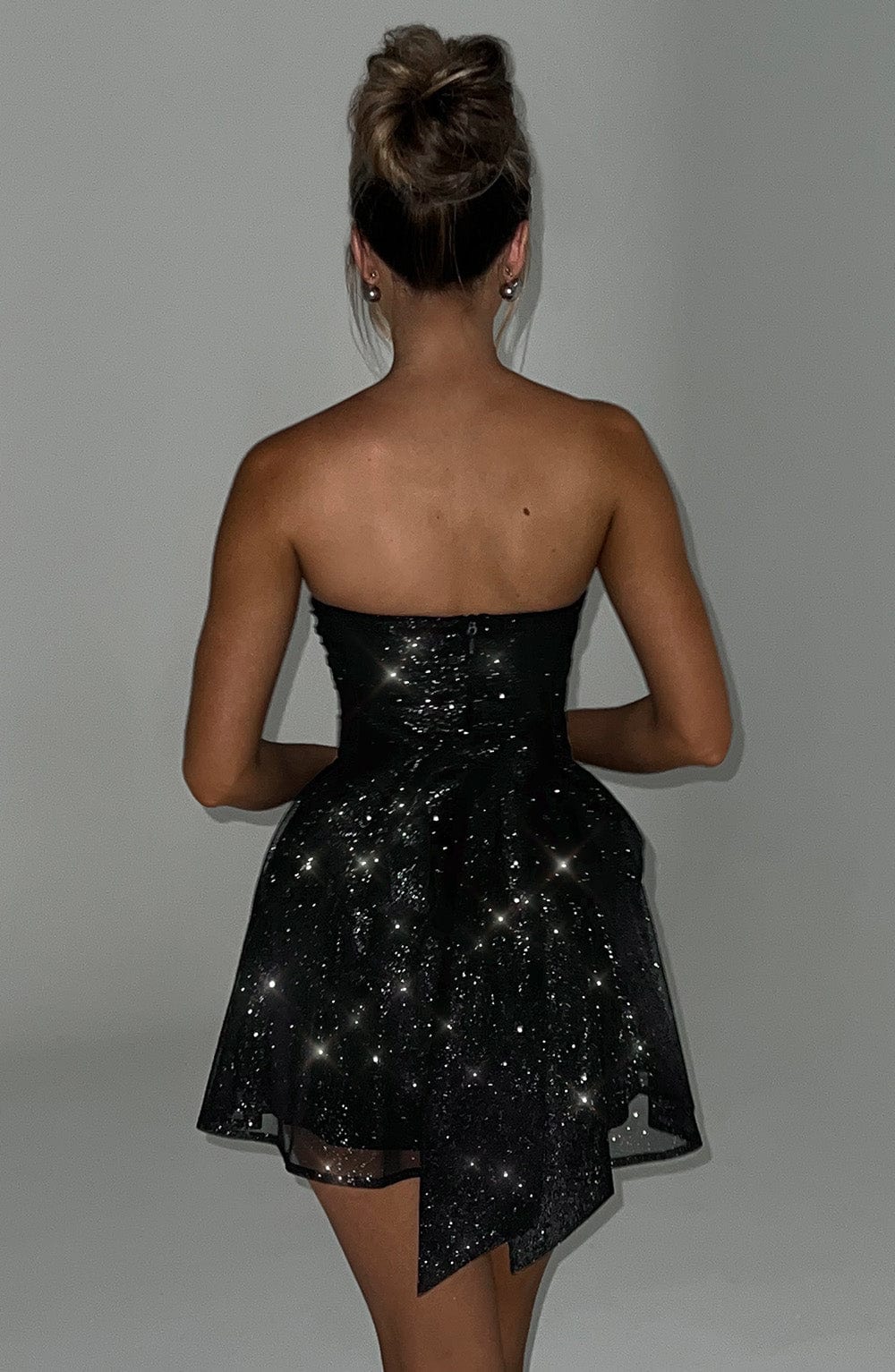 Damen Trägerloses Glitzer Cocktailkleid | Mini