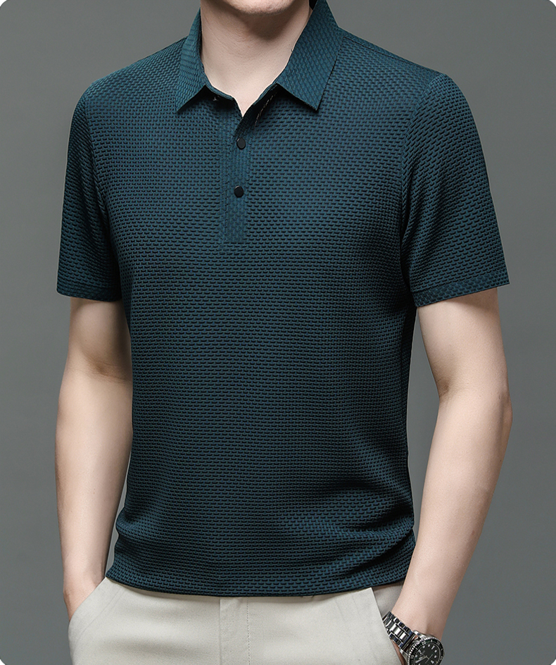 Herren Kurzarm Struktur Polo-Shirt | Business Lässig