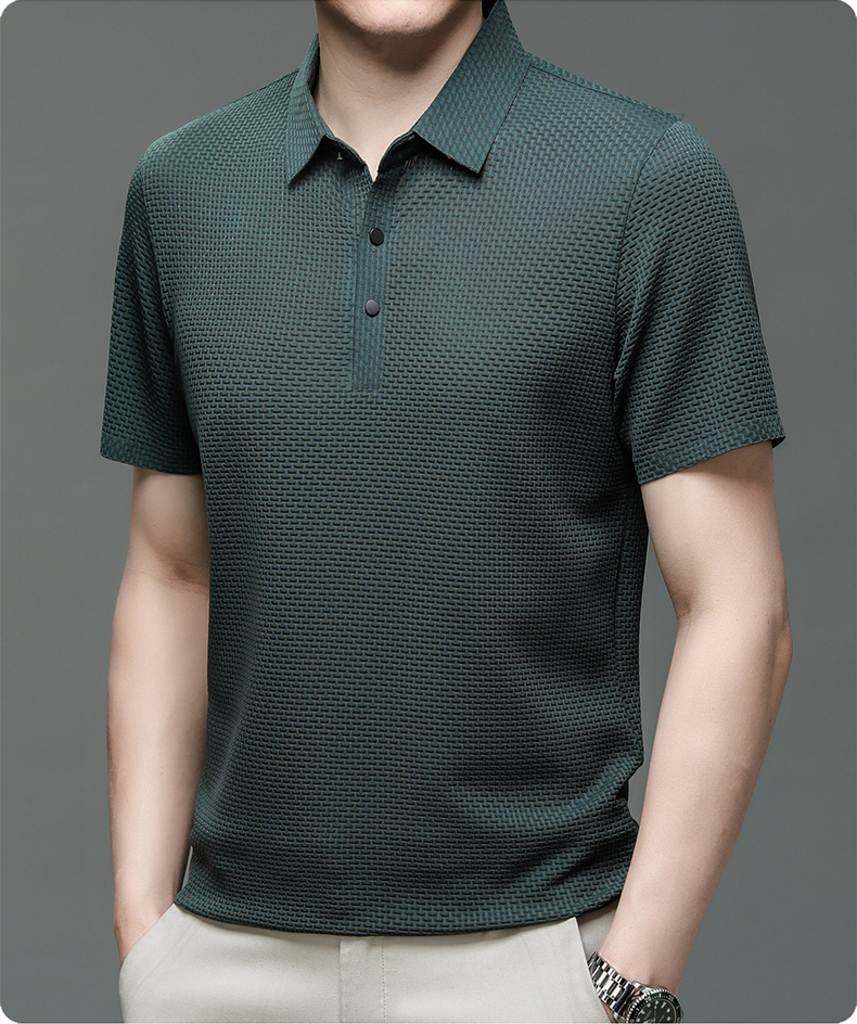 Herren Kurzarm Struktur Polo-Shirt | Business Lässig