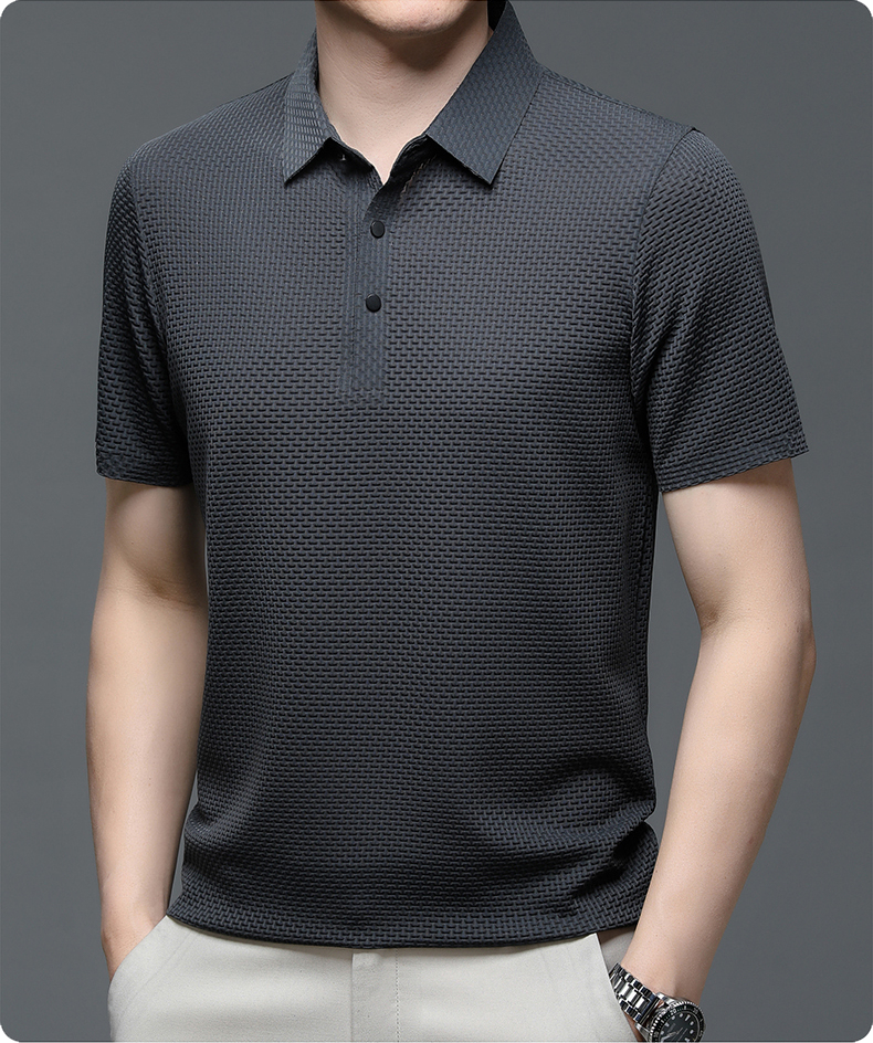 Herren Kurzarm Struktur Polo-Shirt | Business Lässig