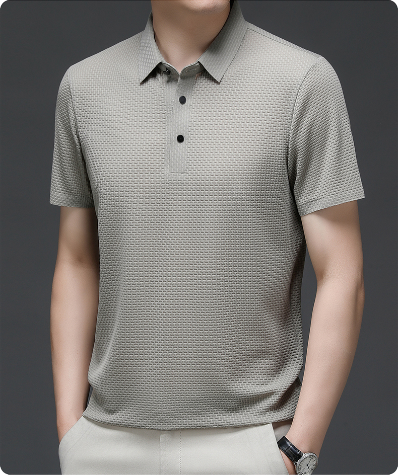 Herren Kurzarm Struktur Polo-Shirt | Business Lässig