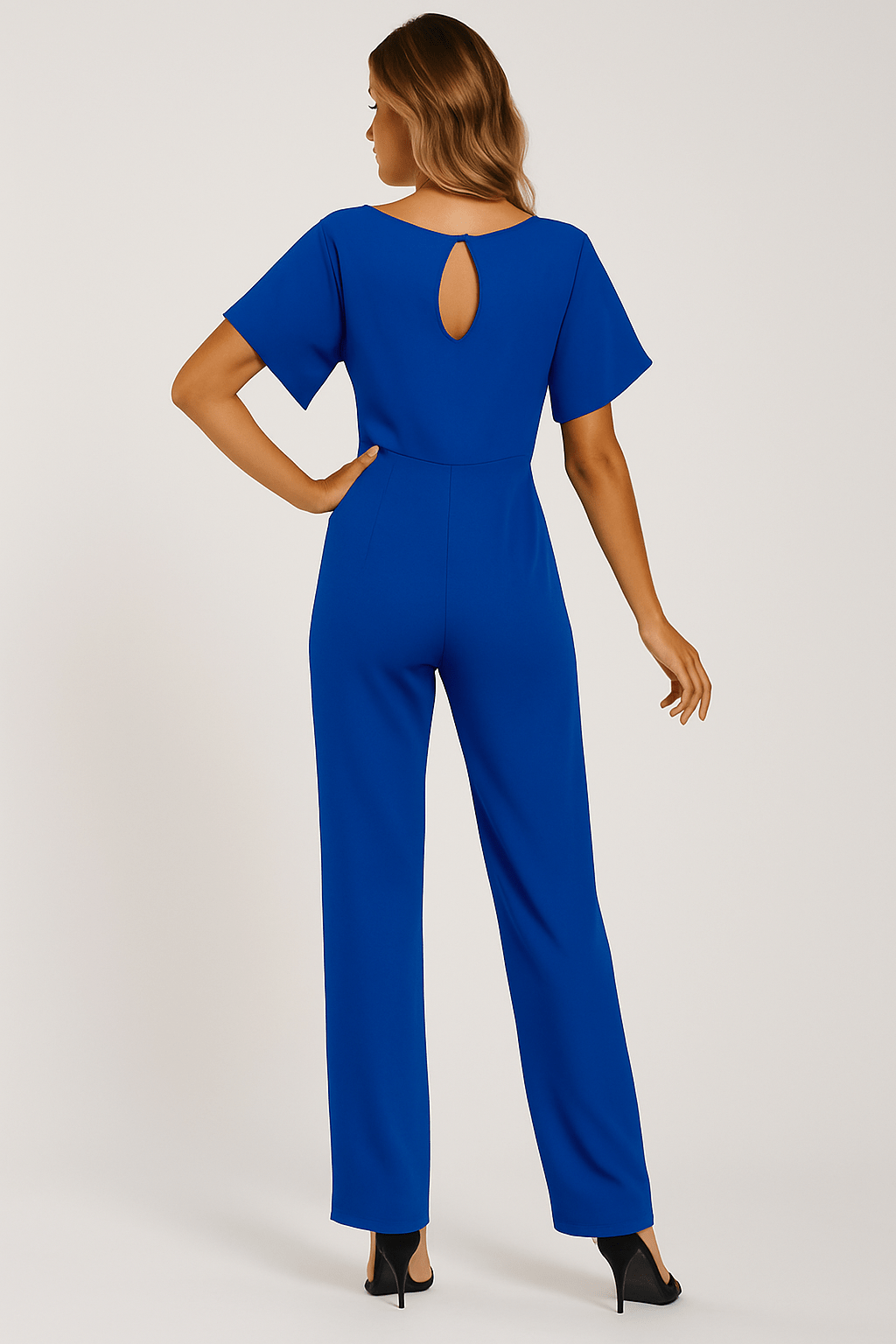 Damen Rundhalsausschnitt Weites Bein Jumpsuit | mit Bindegürtel