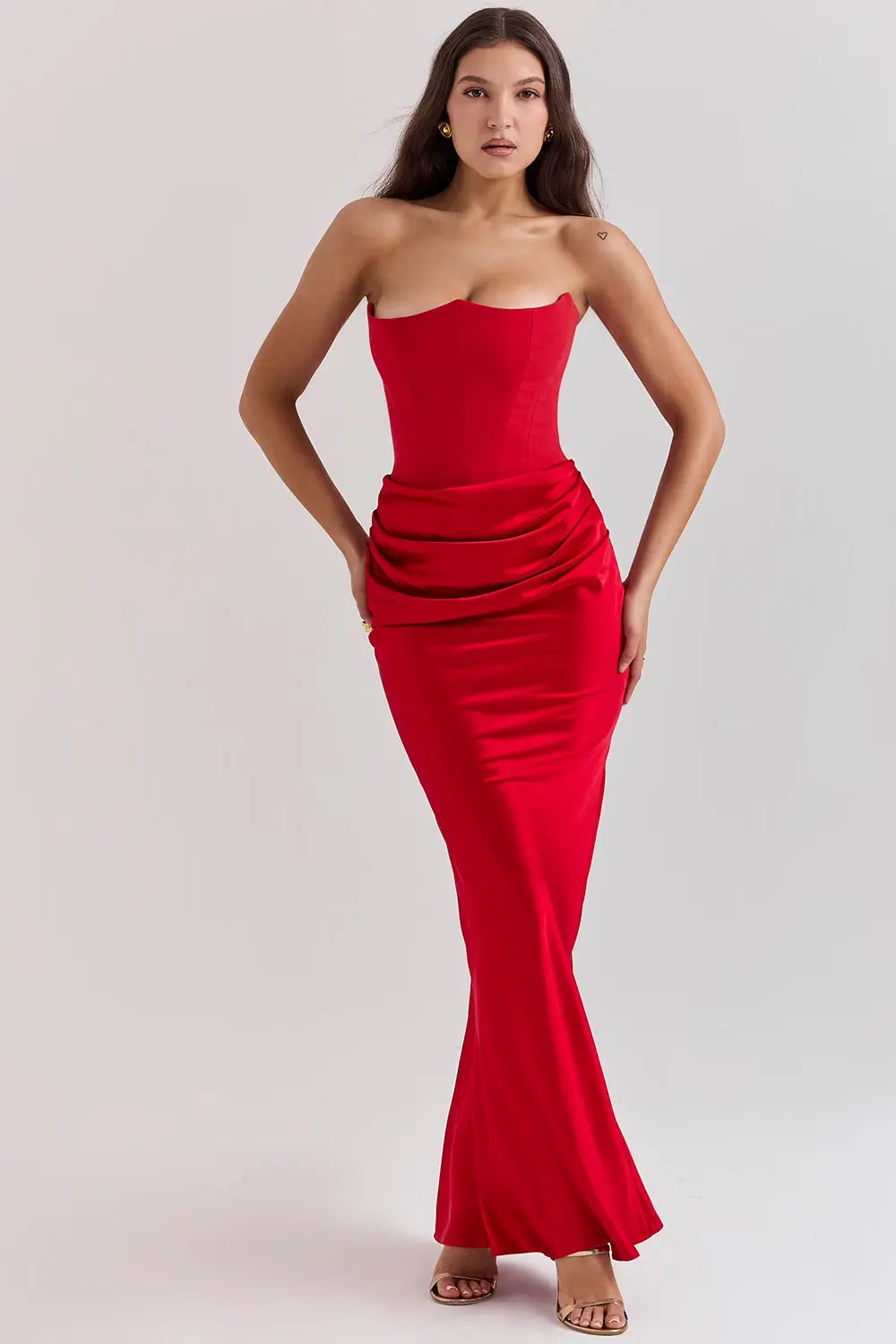 Damen Trägerloses Korsett-Abendkleid | Maxi