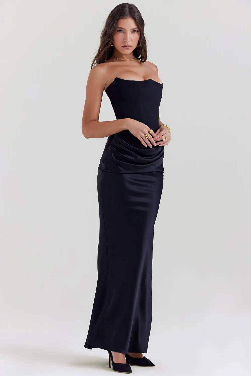 Damen Trägerloses Korsett-Abendkleid | Maxi
