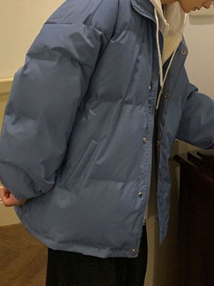 Vintage Oversize Mock Zweiteilige Puffer Jacke mit Hoodie