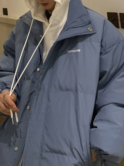 Vintage Oversize Mock Zweiteilige Puffer Jacke mit Hoodie