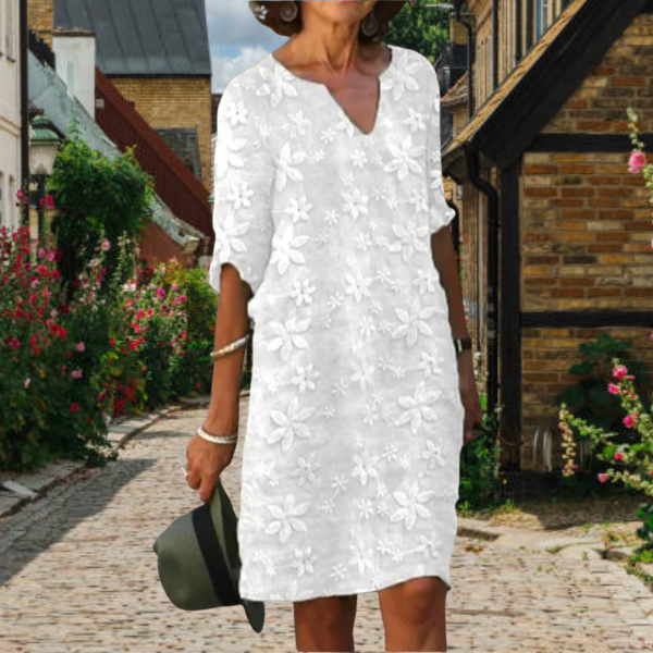 Damen Blumen Sommerkleid | V-Ausschnitt