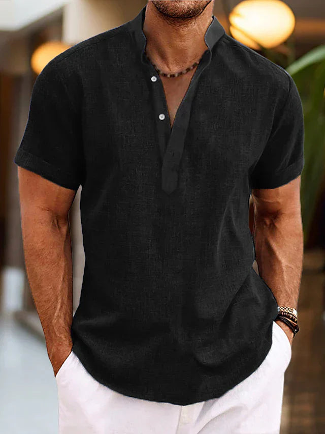 Herren Sommer Lässig Henley Hemd | Kurzarm