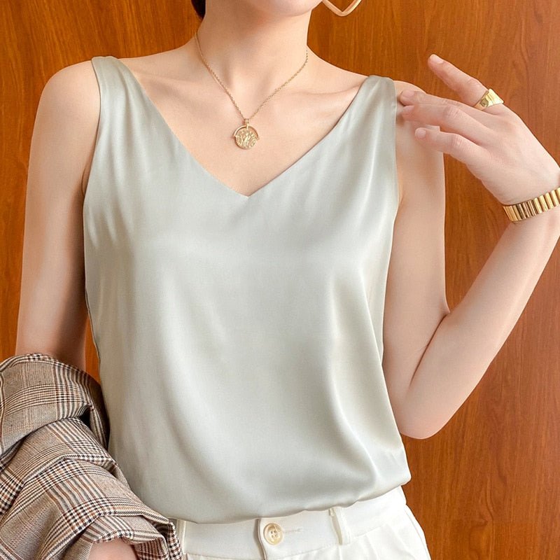 Damen Ärmellos Tank top | V-Ausschnitt