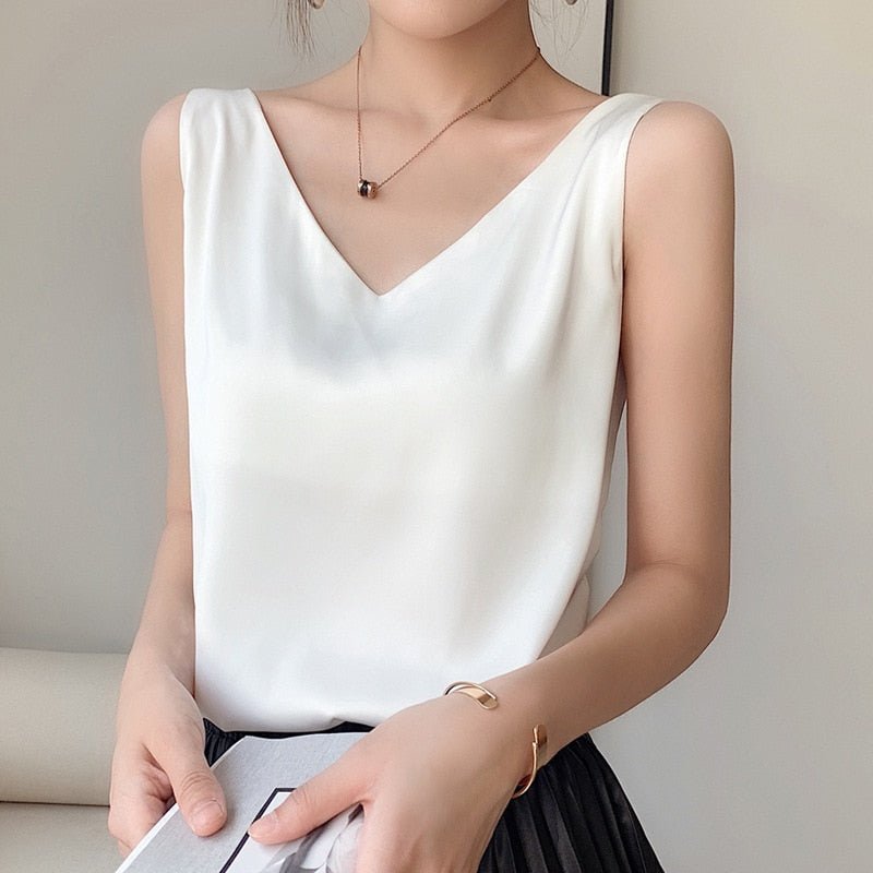 Damen Ärmellos Tank top | V-Ausschnitt