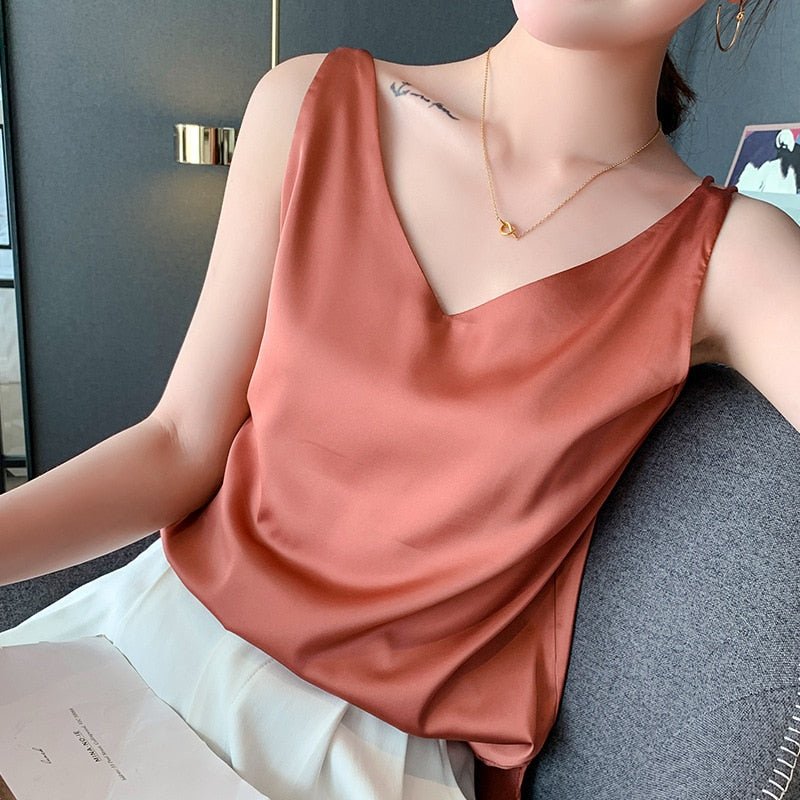 Damen Ärmellos Tank top | V-Ausschnitt