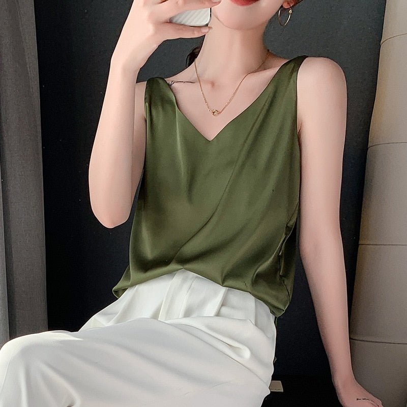 Damen Ärmellos Tank top | V-Ausschnitt