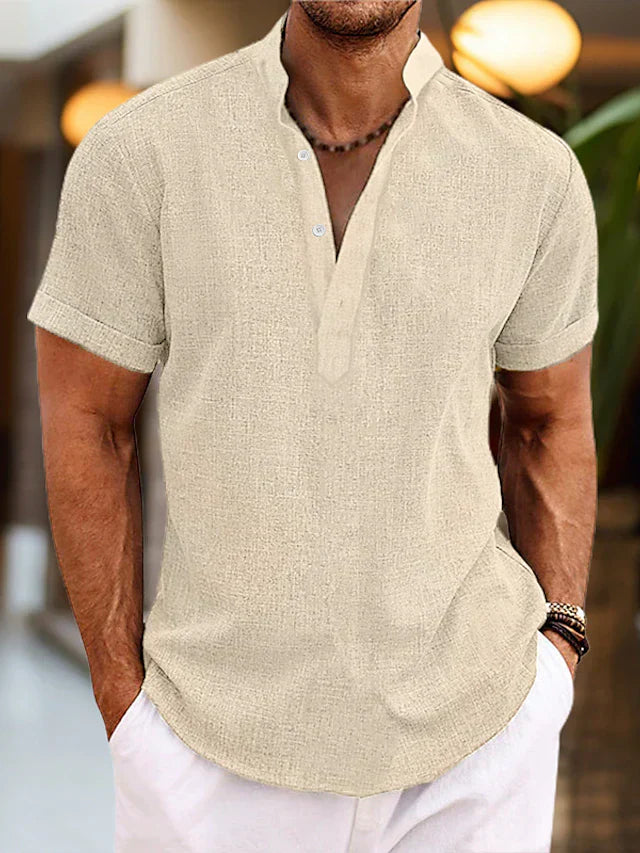 Herren Sommer Lässig Henley Hemd | Kurzarm