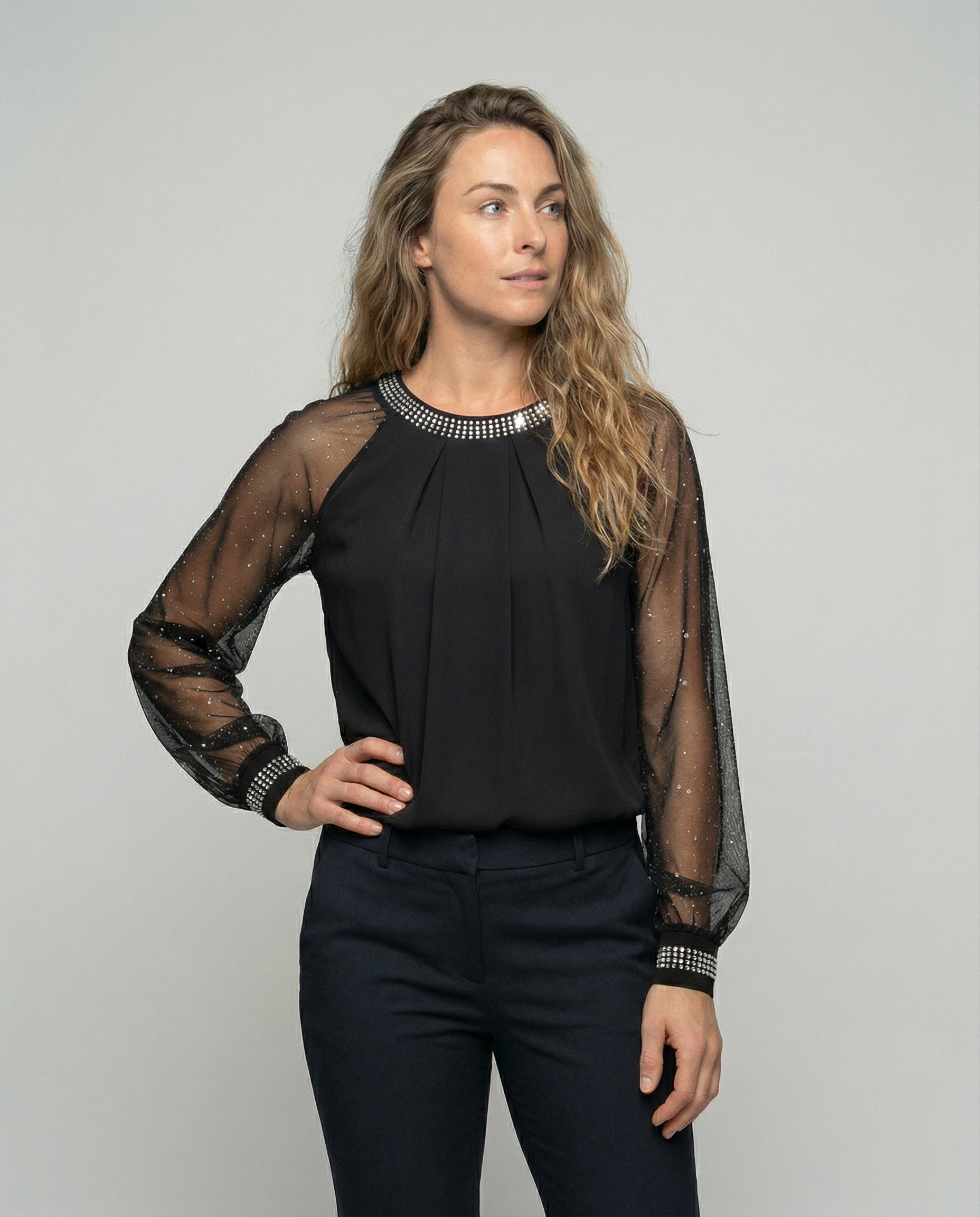 Damen Schwarze Festlich Bluse | Langarm