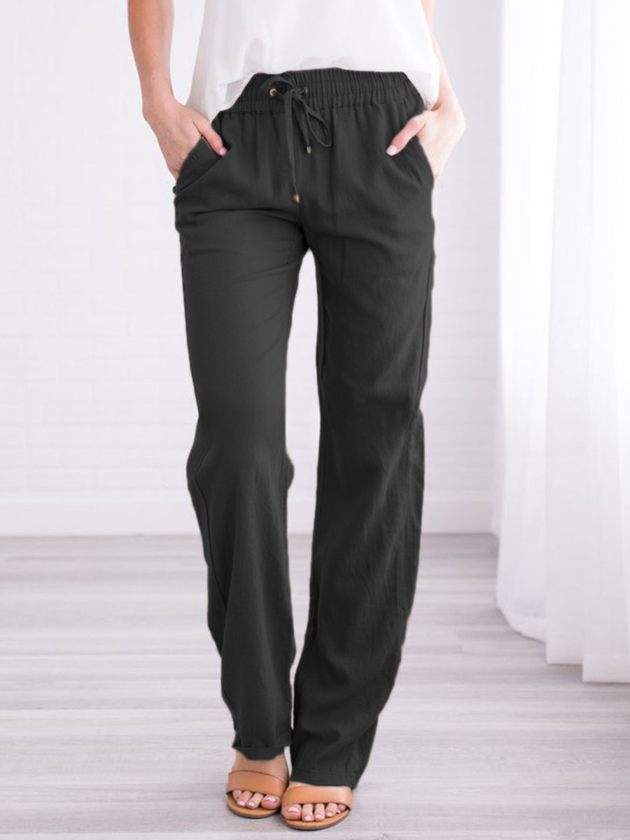 Damen Lässige Sommer Leinenhose | Mit Kordelzug