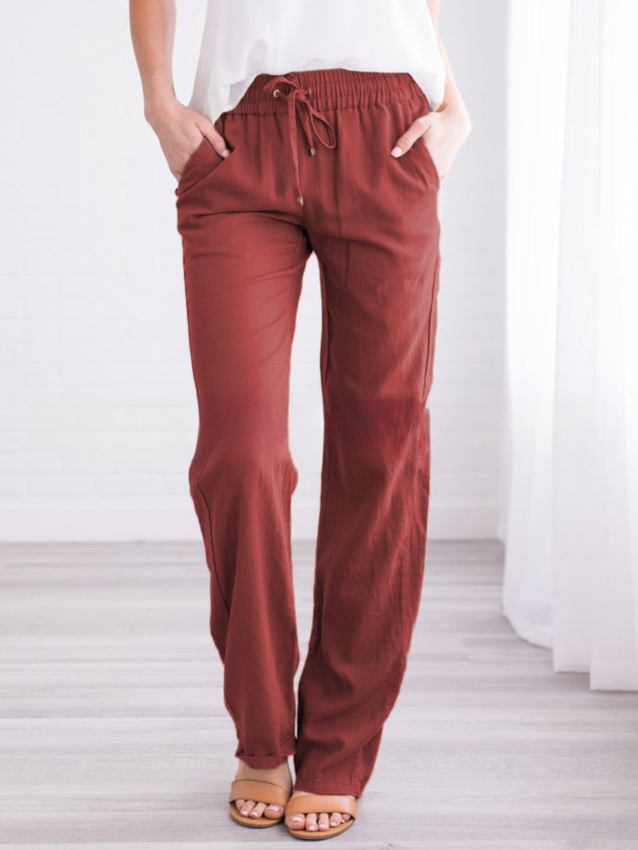 Damen Lässige Sommer Leinenhose | Mit Kordelzug