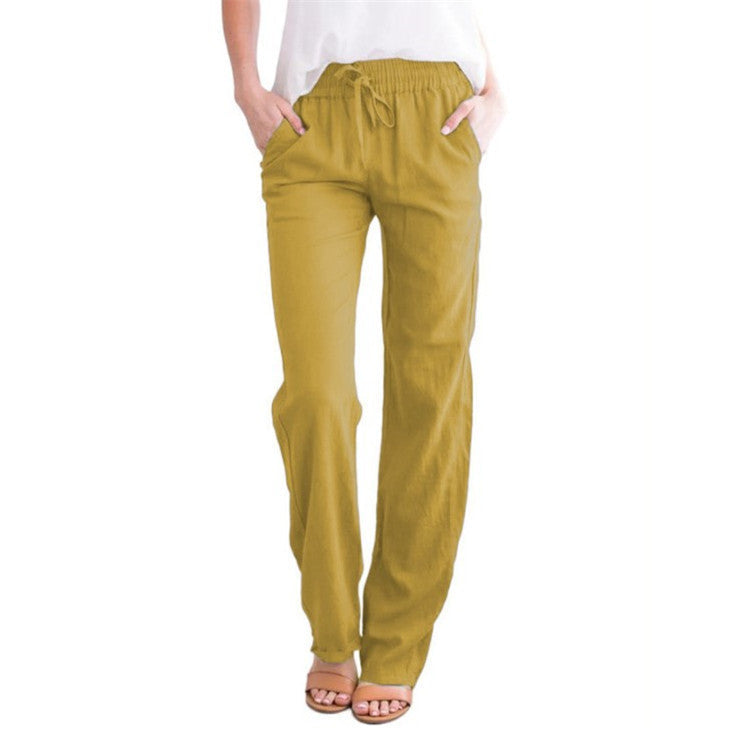 Damen Lässige Sommer Leinenhose | Mit Kordelzug